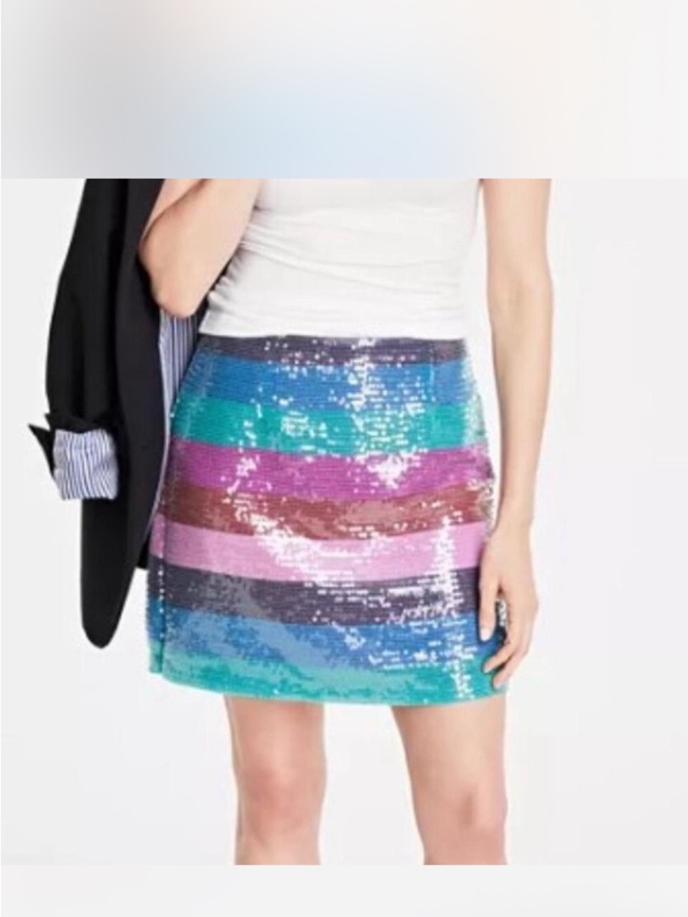 Boardwalk Stripe Multicolor Sequin Mini Skirt Size 2